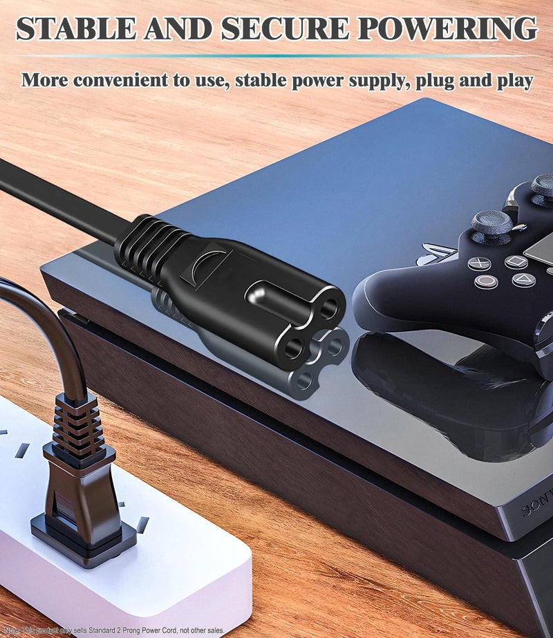 TCKN كابل طاقة AC بطول 6 أقدام لجهاز Xbox Series X/S، Xbox One X/S، لجهاز Sony PS4 PS5 PS3 Slim PlayStation5 4 3، تلفاز، طابعة، مكبر صوت كابل طاقة عالمي بديل ذو 2 شقوق - Image 4